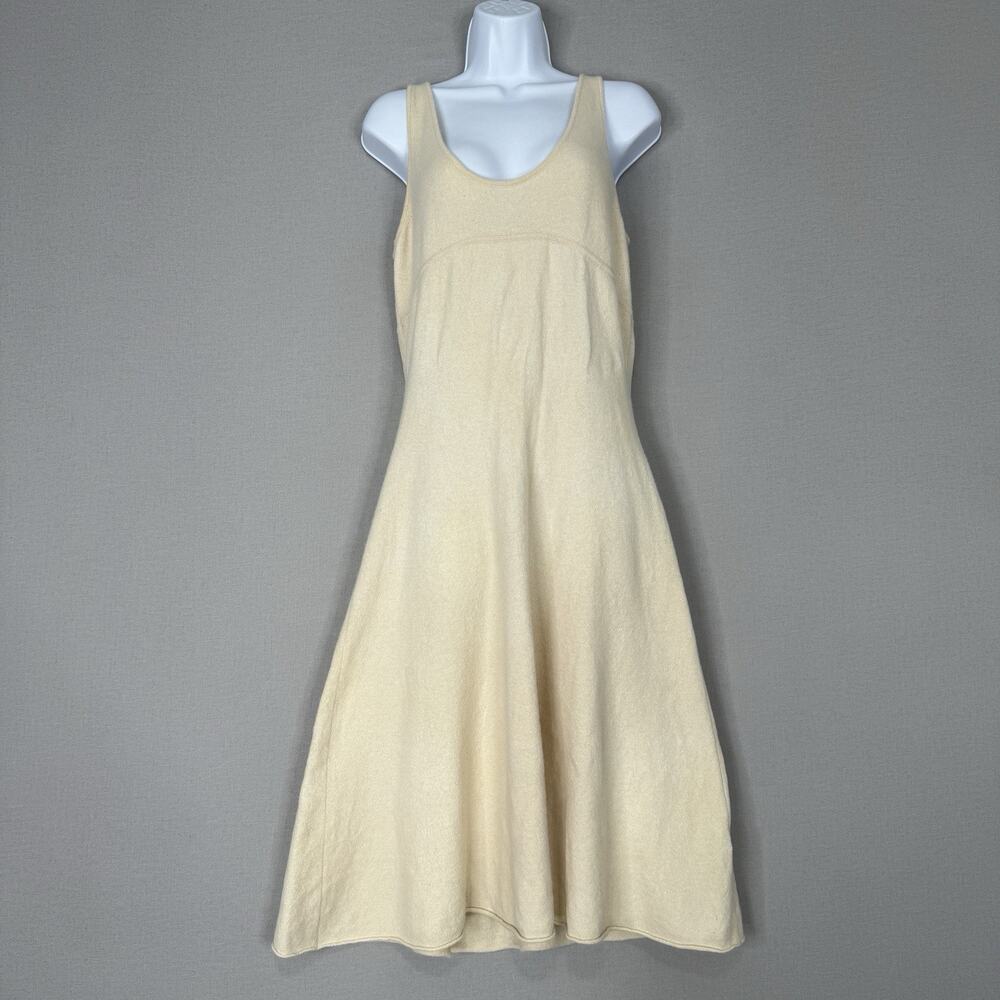 Rebecca Taylor Womens Sleeveless Empire Sweater Dress XL Cream Wool Blend Midi